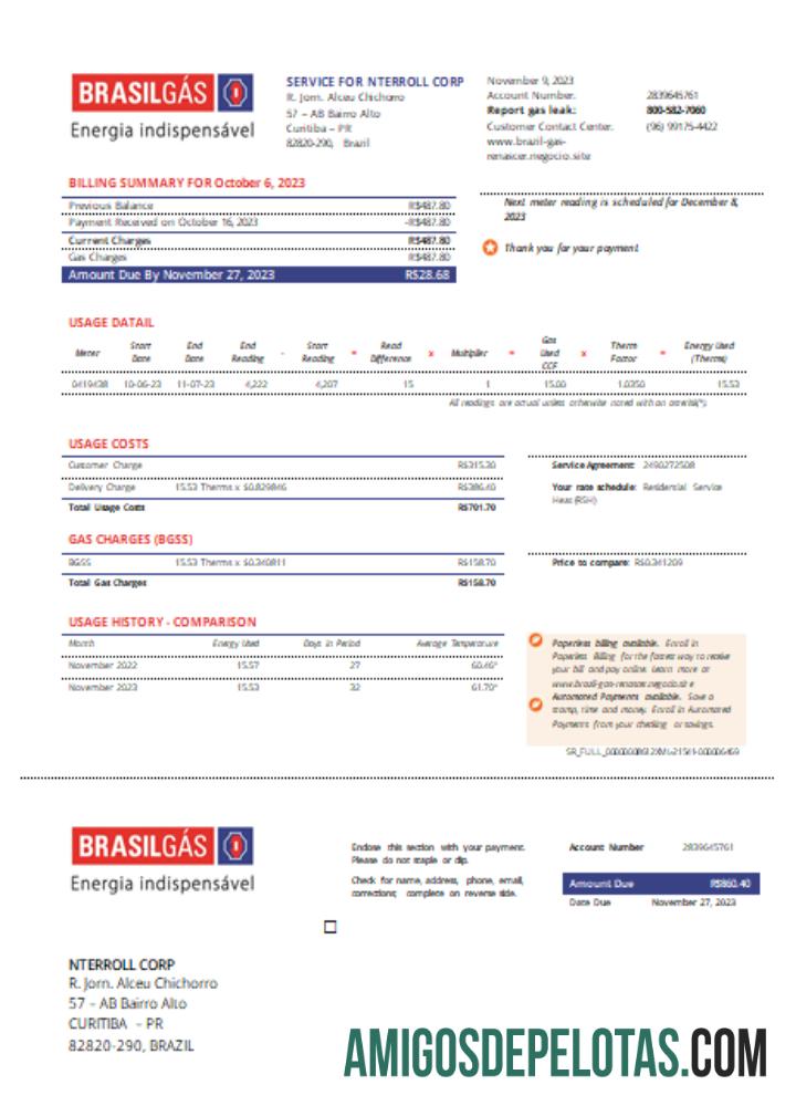 Projeto de lei de serviços públicos de gás do Brasil, SCR exemplo